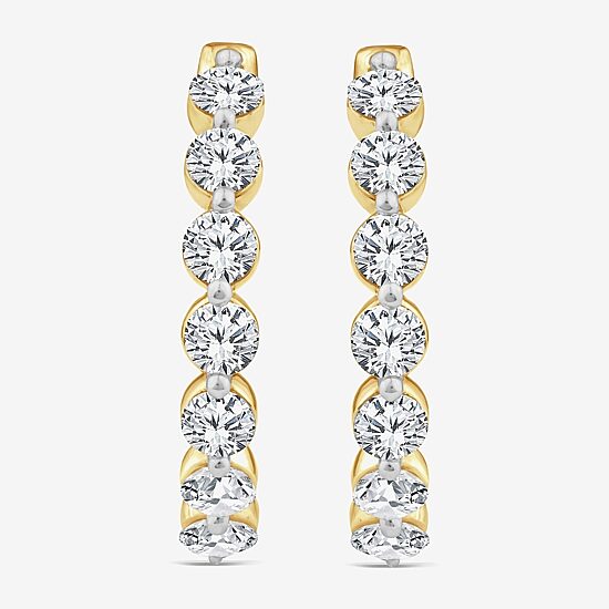 (F,Si2)\T\T Womens 2 CT. T.W. Lab Grown White Diamond 10K Gold 17.2mm Hoop Earrings