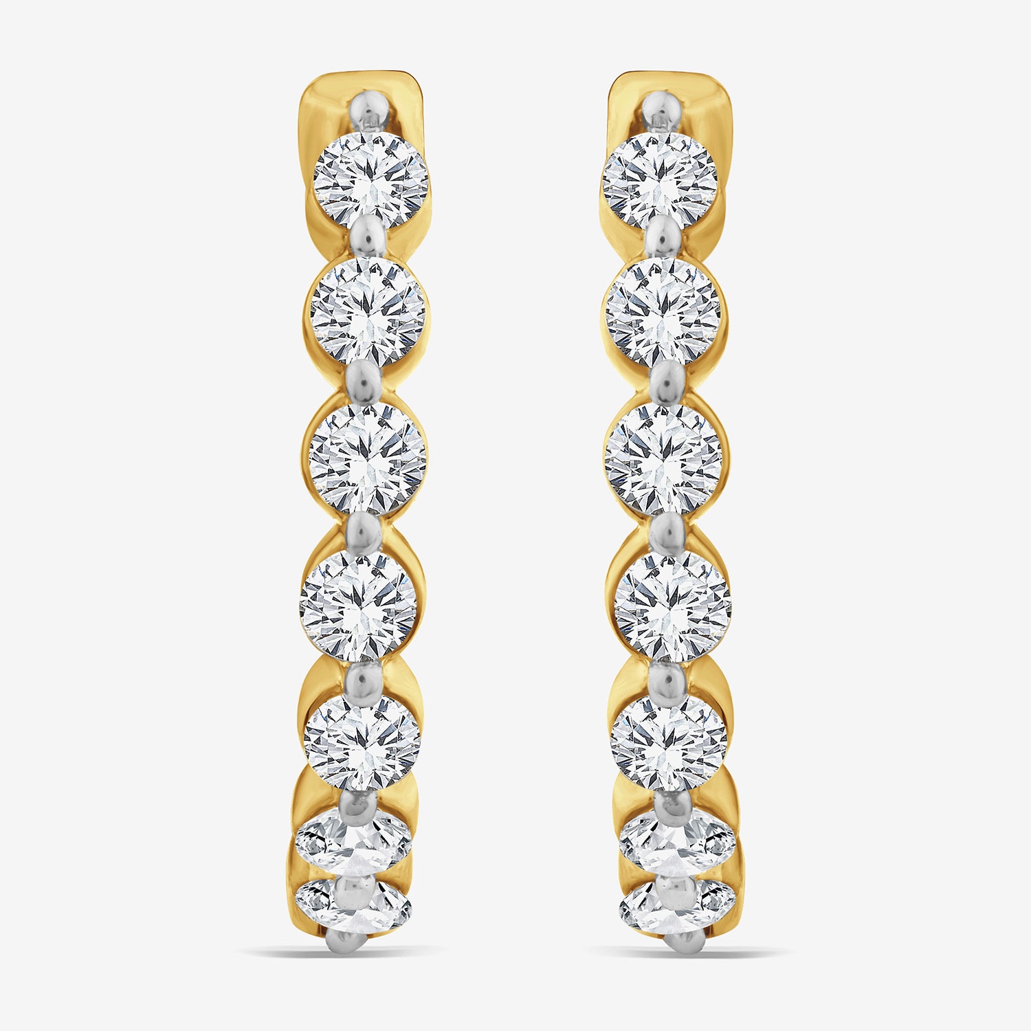 (F/ Si2) Womens 1 CT. T.W. Lab Grown White Diamond 10K Gold 13.9mm Hoop Earrings