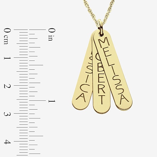 Personalized 14K Gold Over Sterling Silver Vertical Bar Name Pendant Necklace