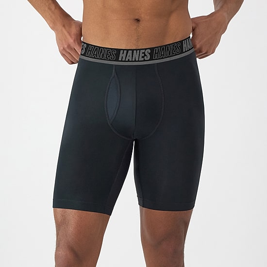 Hanes Moves X-Temp Performance Total Support Pouch Mens 4 Pack Support Pouch Long Leg Boxer Briefs Umsld4