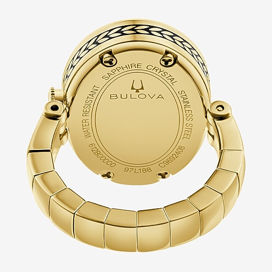 Bulova Womens Gold Tone Stainless Steel Ring Watch 97l188