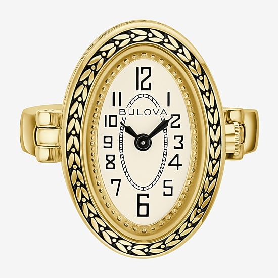 Bulova Womens Gold Tone Stainless Steel Ring Watch 97l188