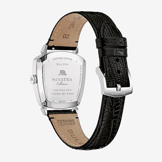 Bulova Mens Black Leather Strap Watch 96a337
