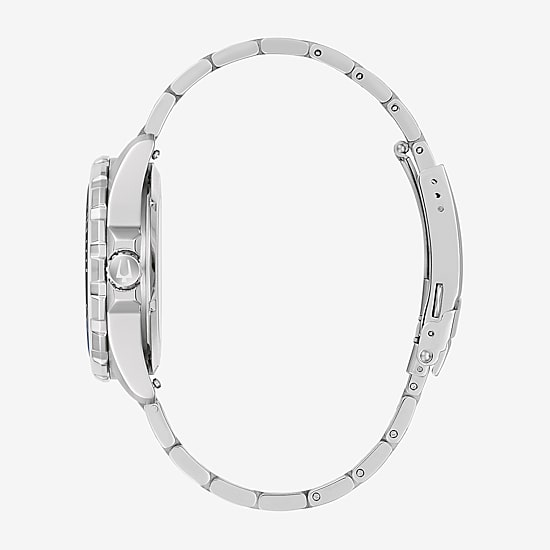 Bulova Mens Automatic Silver Tone Stainless Steel Bracelet Watch 98b466
