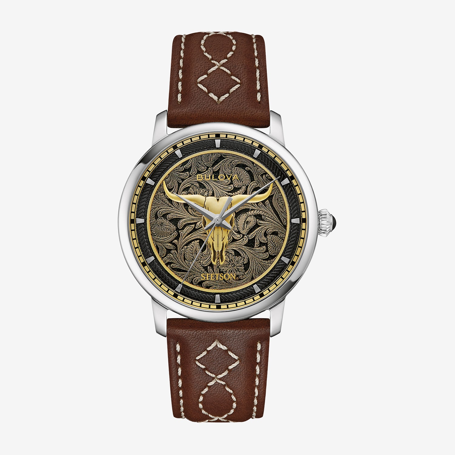 Bulova Classic Bul Mens Automatic Brown Leather Strap Watch 96a334