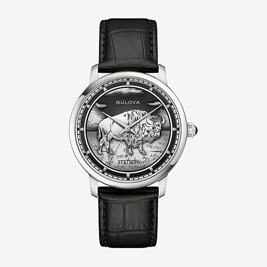 Bulova Classic Bul Mens Automatic Black Leather Strap Watch 96a333