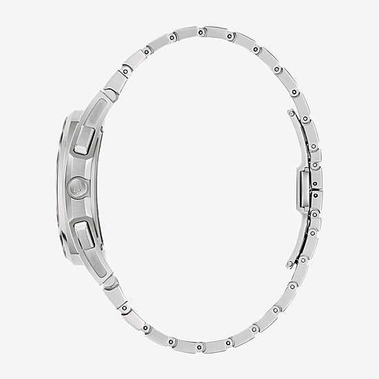 Bulova Curv Mens Chronograph Silver Tone Stainless Steel Bracelet Watch 96k117