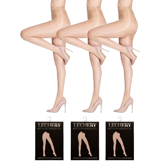 LECHERY 3 Pairs Of Glossy Sheer Tights 3-pc. 20 Denier Pantyhose