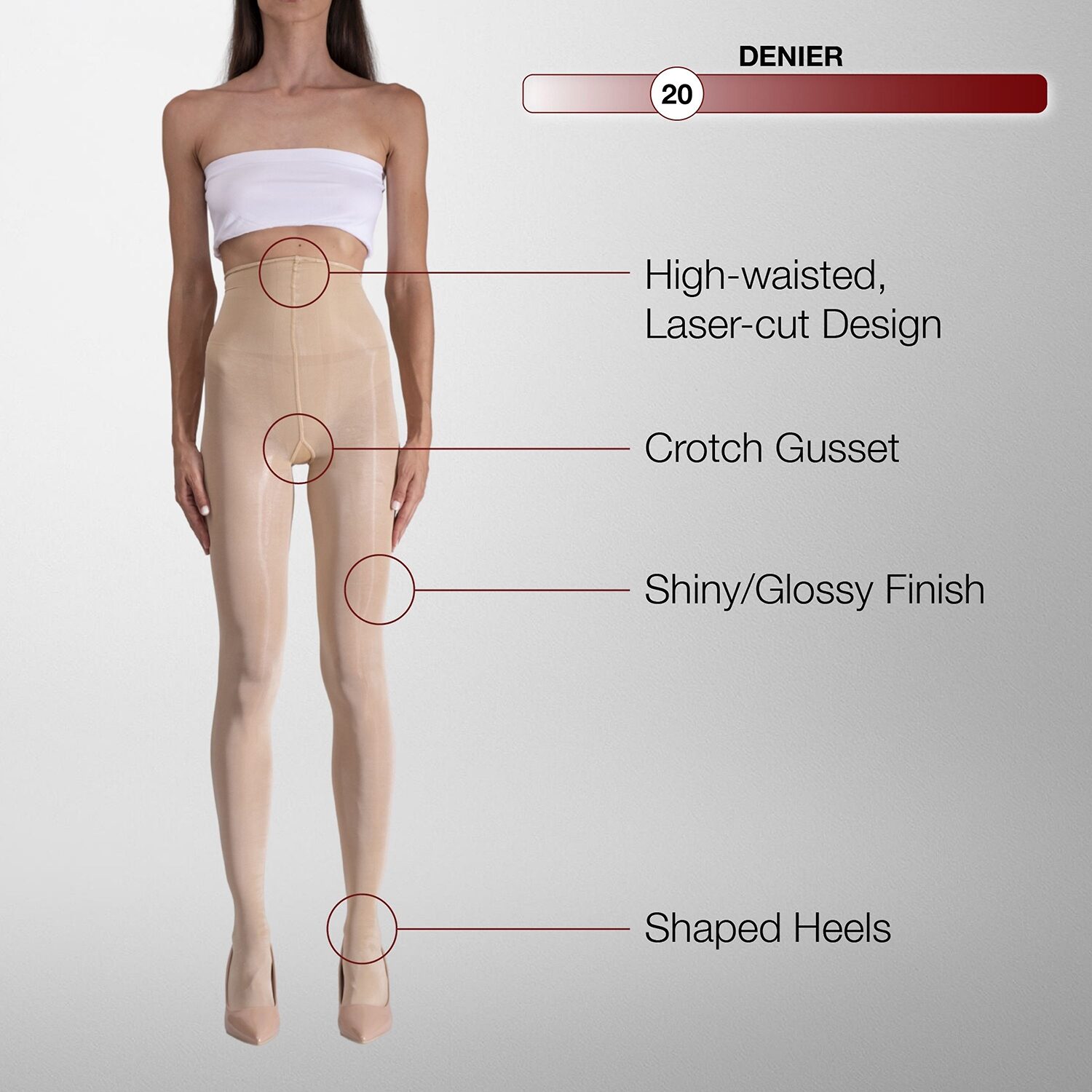 LECHERY 3 Pairs Of Glossy Sheer Tights 3-pc. 20 Denier Pantyhose