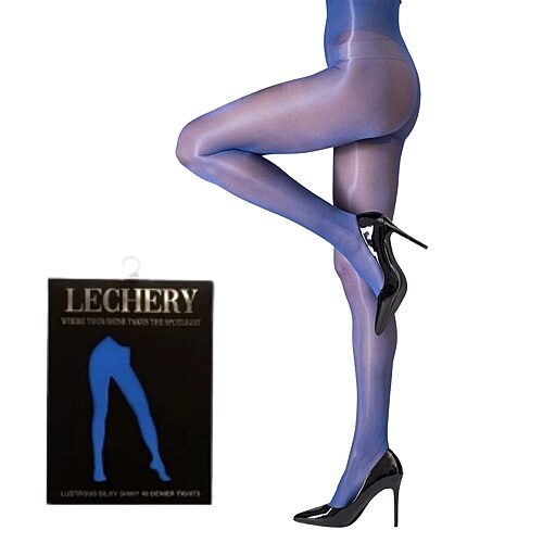 LECHERY Womens Lustrous Silky Shiny 40 Denier Tights 40 Denier 1 Pair Tights, Small-medium, Blue