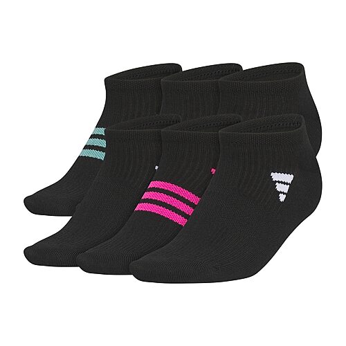 adidas Women's 6-Pk. Superlite 3.0 No Show Socks - Black/powder Teal Green/blue Fusion