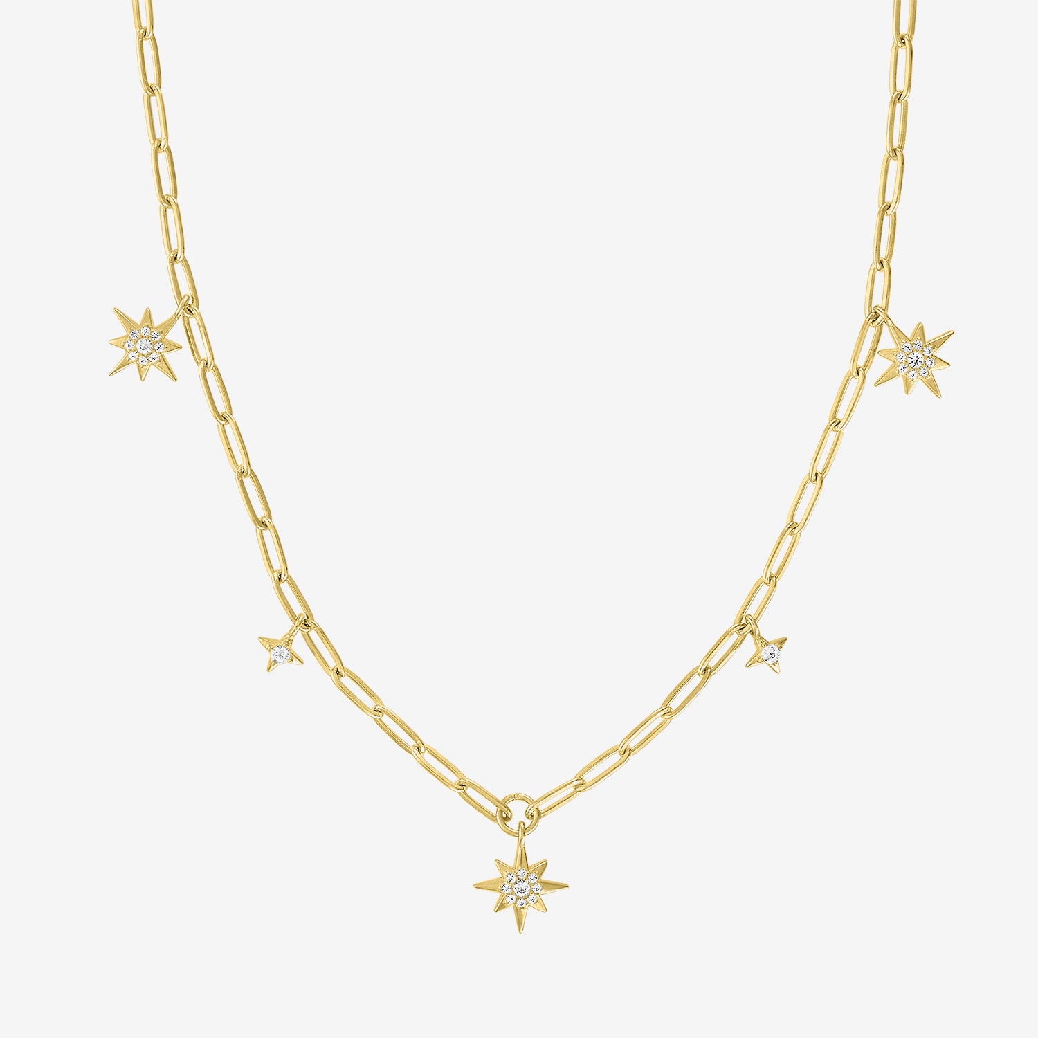 Womens Lab Created White Sapphire 14K Gold Over Silver Star 16 Inch Pendant Necklace