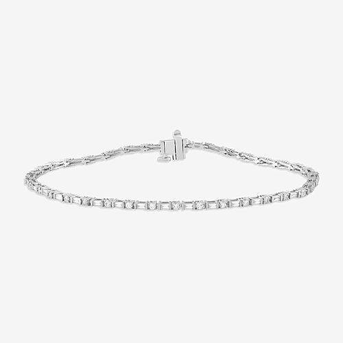 Womens 1 CT. T.W. Lab Grown White Diamond 10K Gold Tennis Bracelet, One Size, White