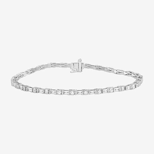 Womens 2 CT. T.W. Lab Grown White Diamond 10K Gold Tennis Bracelet, One Size, White