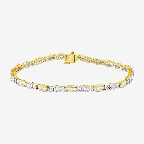 Womens 1 CT. T.W. Lab Grown White Diamond 10K Gold Tennis Bracelet, One Size, Yellow