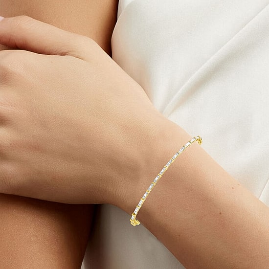 Womens 1 CT. T.W. Lab Grown White Diamond 10K Gold Tennis Bracelet