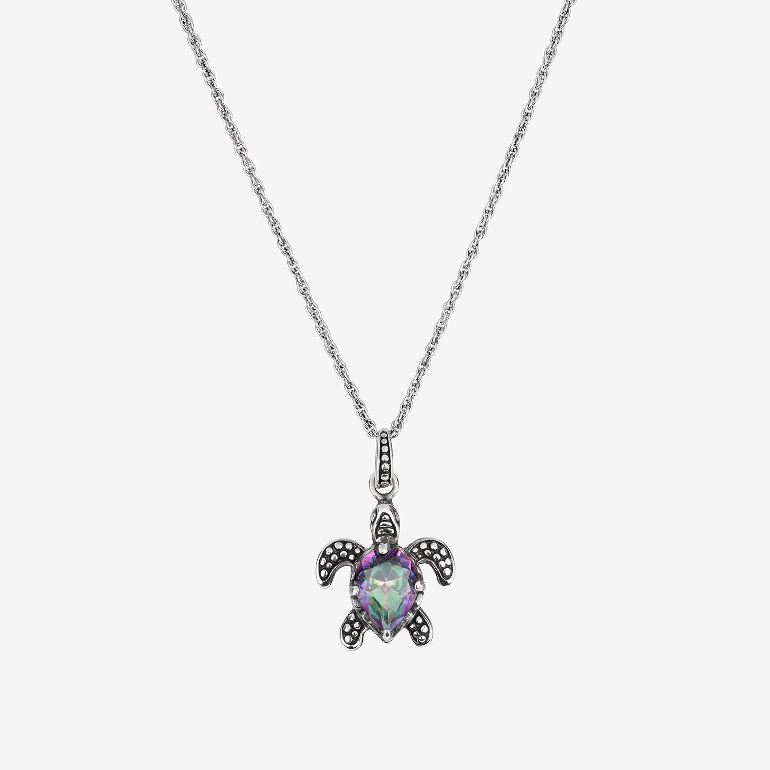 Womens Multi Color Cubic Zirconia Sterling Silver 18 Inch Pendant Necklace