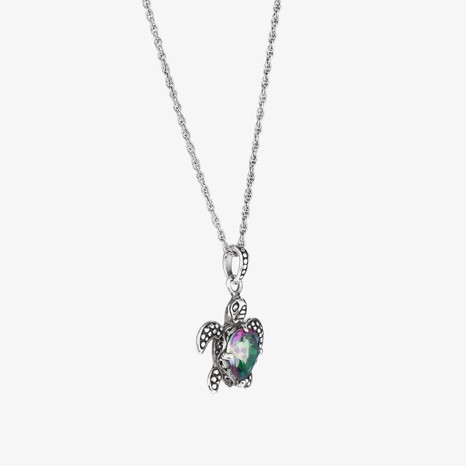 Womens Multi Color Cubic Zirconia Sterling Silver 18 Inch Pendant Necklace
