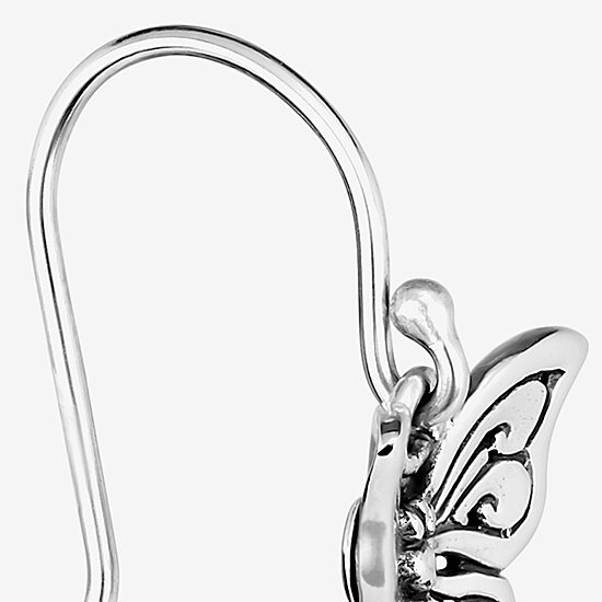 Butterfly Womens Sterling Silver Butterfly Drop Earrings