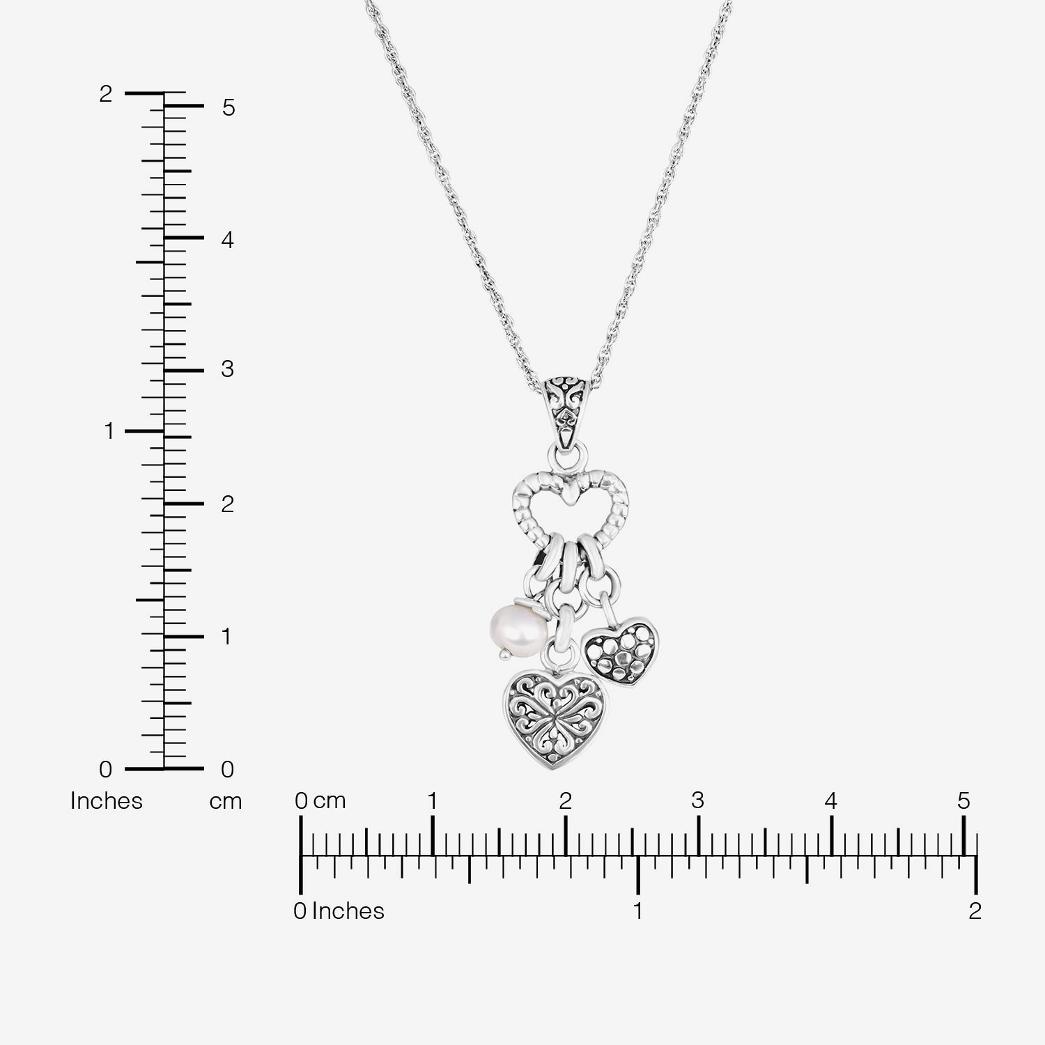 Womens White Sterling Silver Heart 18 Inch Pendant Necklace
