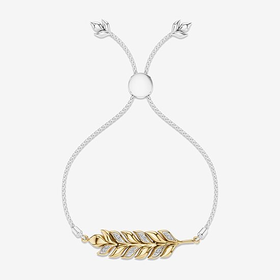 Enchanted Disney Fine Jewelry Womens 1/10 CT. T.W. Natural White Diamond 10K Gold Sterling Silver Anna Princess Frozen Bolo Bracelet