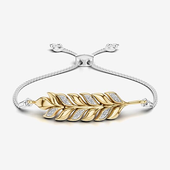 Enchanted Disney Fine Jewelry Womens 1/10 CT. T.W. Natural White Diamond 10K Gold Sterling Silver Anna Princess Frozen Bolo Bracelet