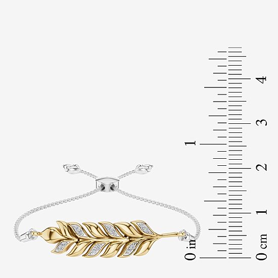 Enchanted Disney Fine Jewelry Womens 1/10 CT. T.W. Natural White Diamond 10K Gold Sterling Silver Anna Princess Frozen Bolo Bracelet