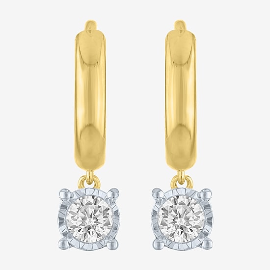 (G-H/Si2-I1) Womens 3/8 CT. T.W. Lab Grown White Diamond 14K Gold Over Silver 17mm Hoop Earrings