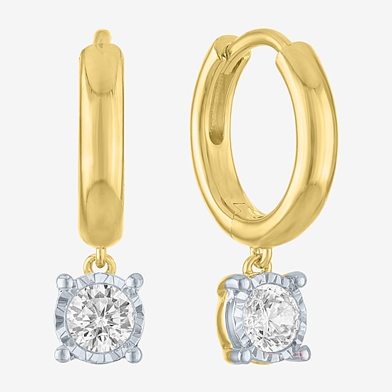 (G-H/Si2-I1) Womens 3/8 CT. T.W. Lab Grown White Diamond 14K Gold Over Silver 17mm Hoop Earrings