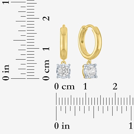 (G-H/Si2-I1) Womens 3/8 CT. T.W. Lab Grown White Diamond 14K Gold Over Silver 17mm Hoop Earrings