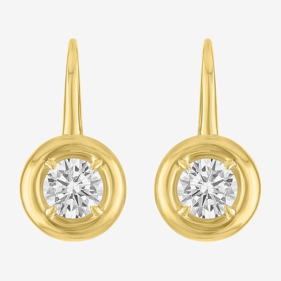 Diamond Addiction G-H/Si2-I1 Womens 1 1/2 CT. T.W. Lab Grown White Diamond 14K Gold Over Silver Round Drop Earrings