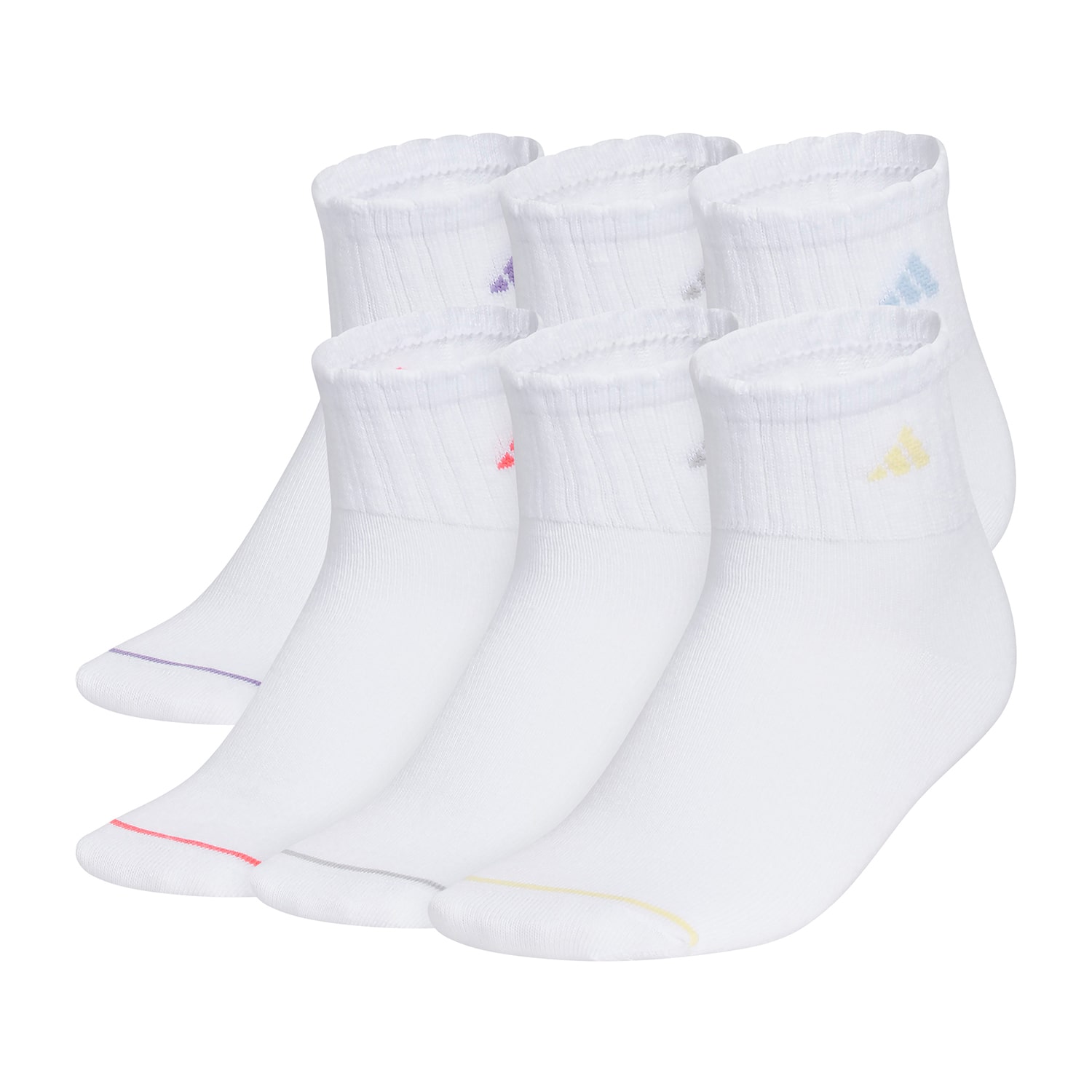 adidas Superlite Girls 6 Pair Quarter Ankle Socks