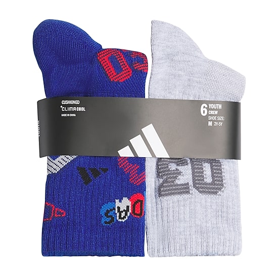 adidas Cushioned Boys 6 Pair Crew Socks