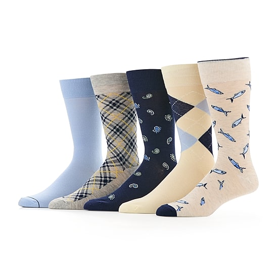 Stafford Casual Dress Mens 5 Pair Crew Socks