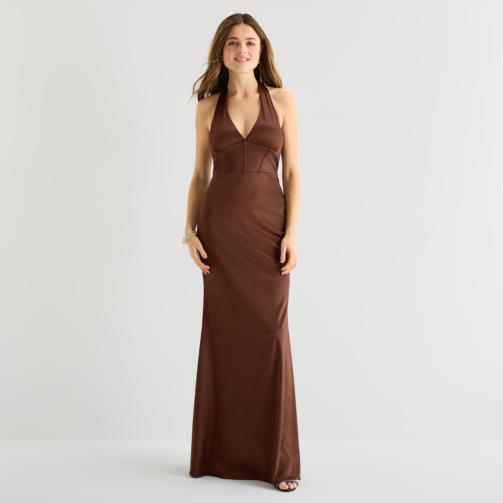 Emerald Sundae Womens Juniors Halter Neck Sleeveless Bodycon Dress