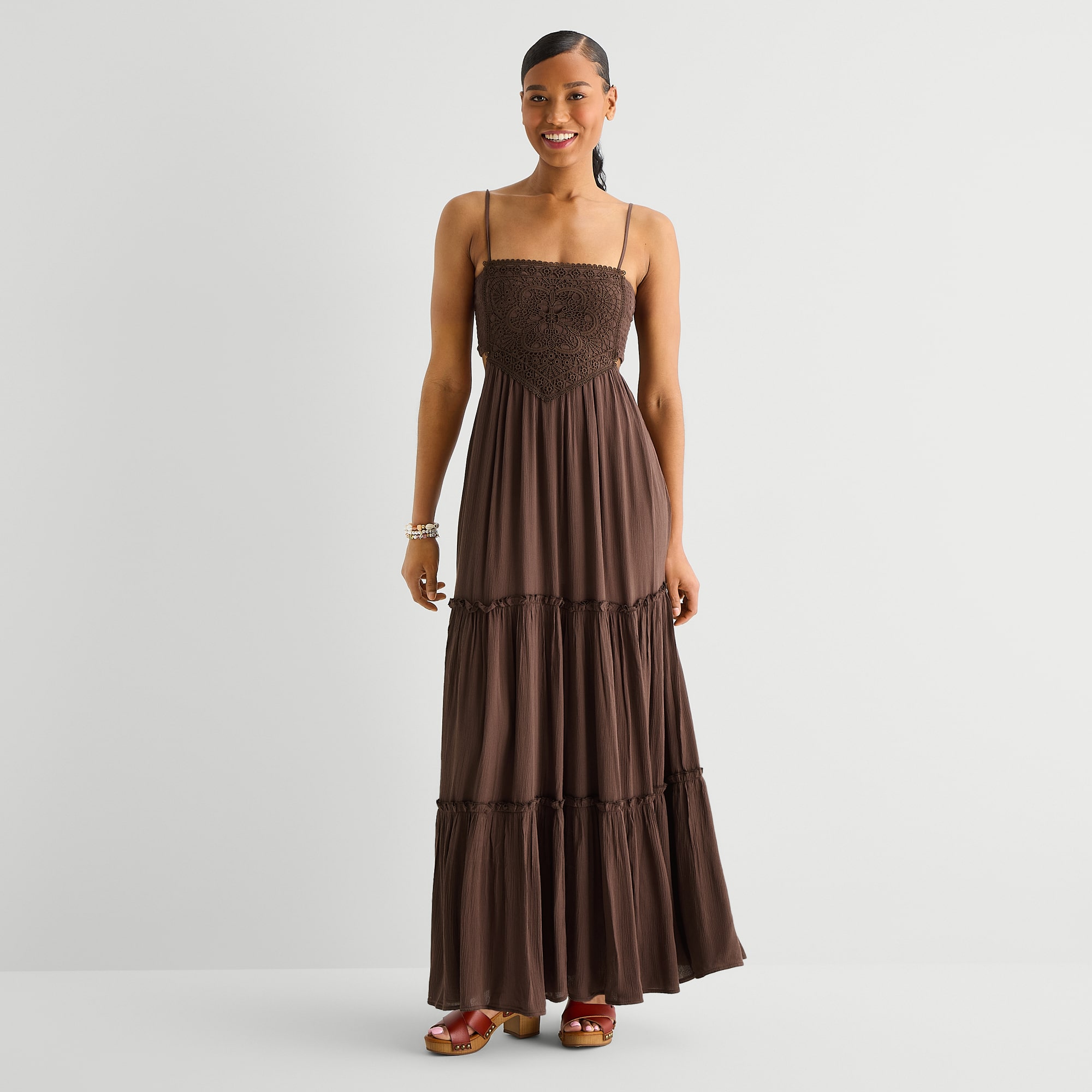 Forever 21 Womens Juniors Square Neck Sleeveless Maxi Dress