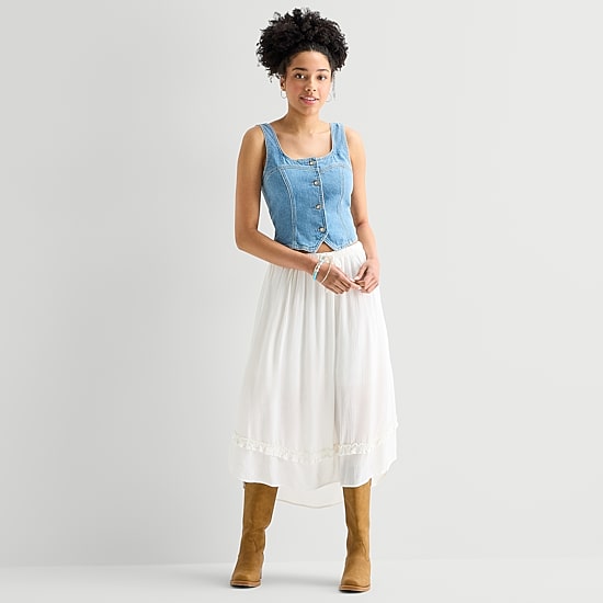 Arizona Womens Juniors Square Neck Sleeveless Vest