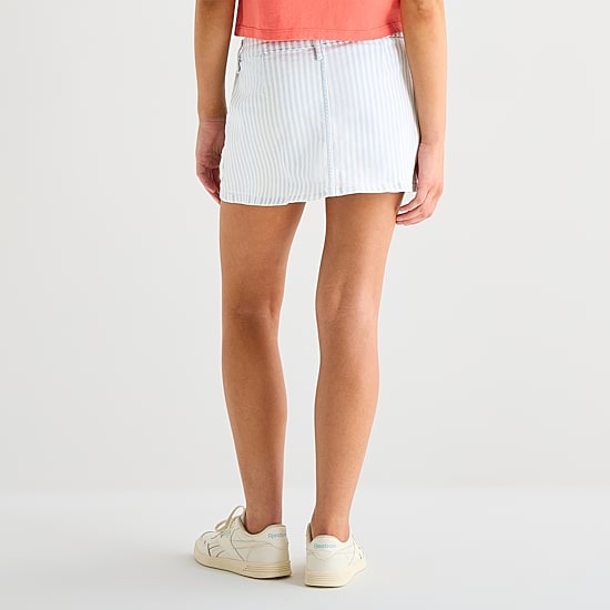 Arizona Striped Womens Juniors Low Rise Stretch Fabric Denim Skirt