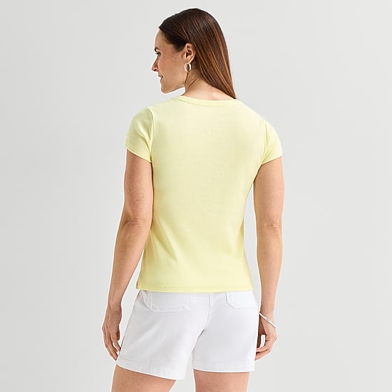 Liz Claiborne Womens Crew Neck Short Sleeve T-Shirt