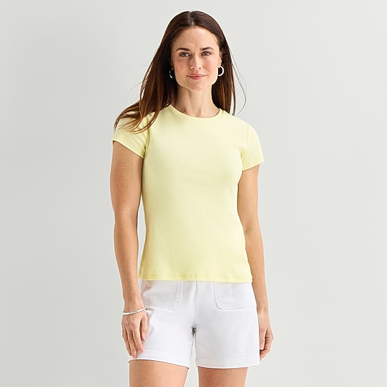 Liz Claiborne Womens Crew Neck Short Sleeve T-Shirt