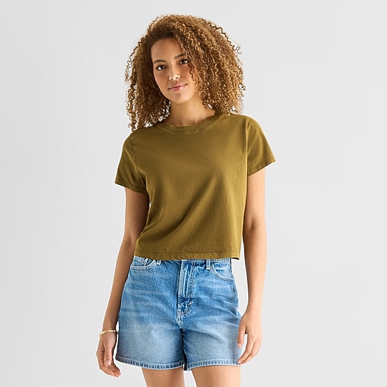 a.n.a Womens Crew Neck Short Sleeve T-Shirt