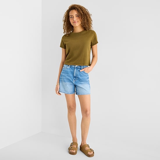 a.n.a Womens Crew Neck Short Sleeve T-Shirt