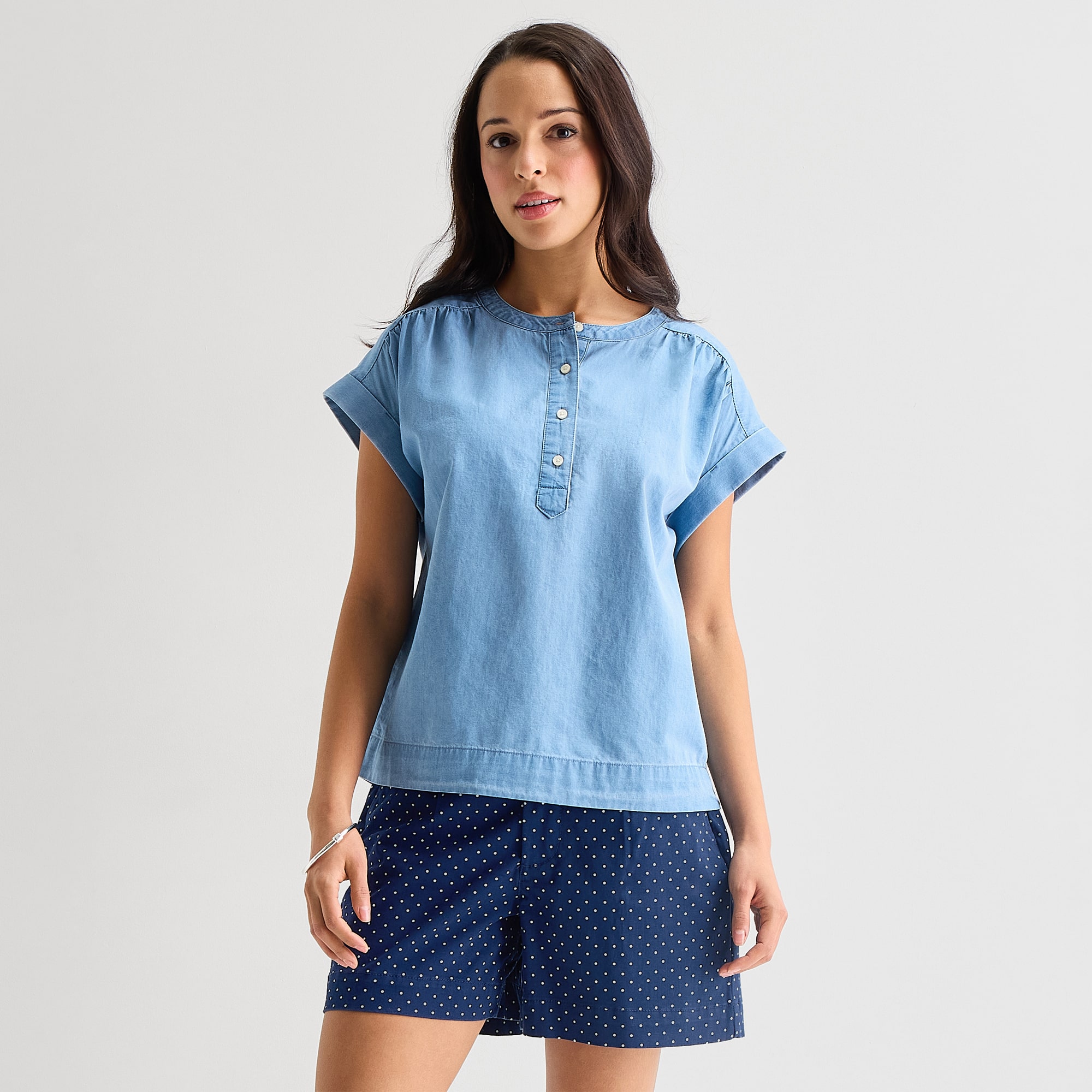 St. John's Bay Womens Round Neck Short Sleeve Blouse