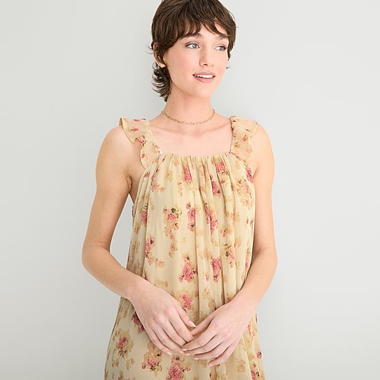 A.N.A Womens Midi Square Neck Sleeveless Sundress