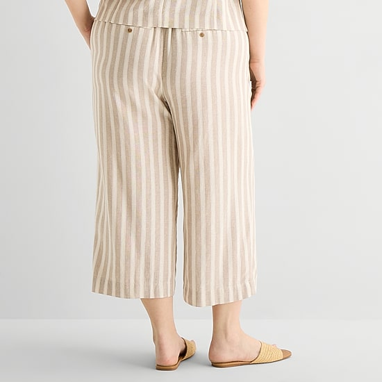 a.n.a Womens Plus Wide Leg High Rise Cropped Pant