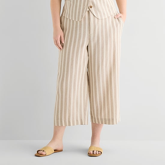 a.n.a Womens Plus Wide Leg High Rise Cropped Pant
