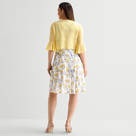 Perceptions Womens Lace Floral Jacket Dress