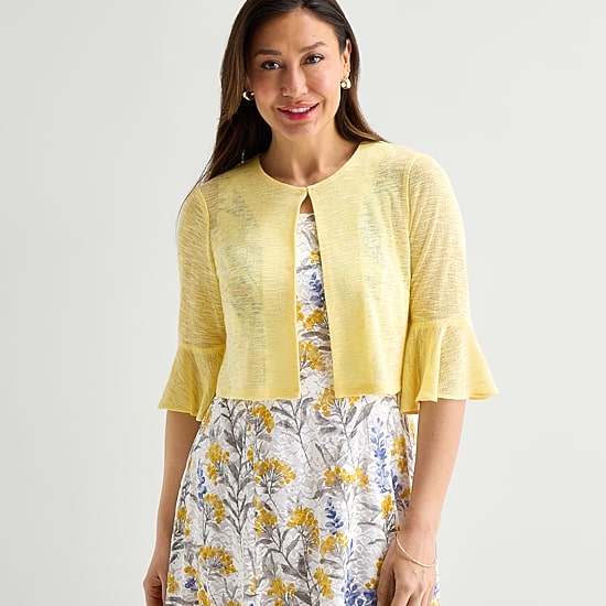 Perceptions Womens Lace Floral Jacket Dress