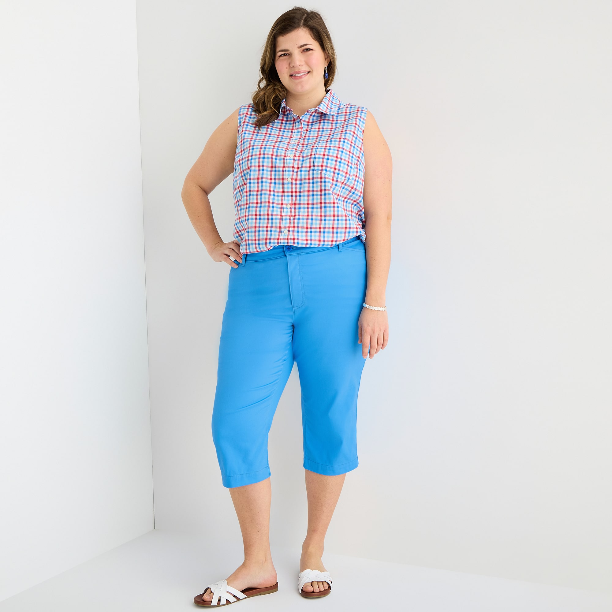 St. John's Bay Womens Plus Secretly Slender Skinny Mid Rise Capri Pant