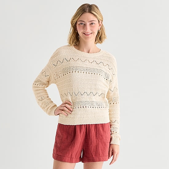 A.N.A Womens Crew Neck Long Sleeve Pullover Sweater